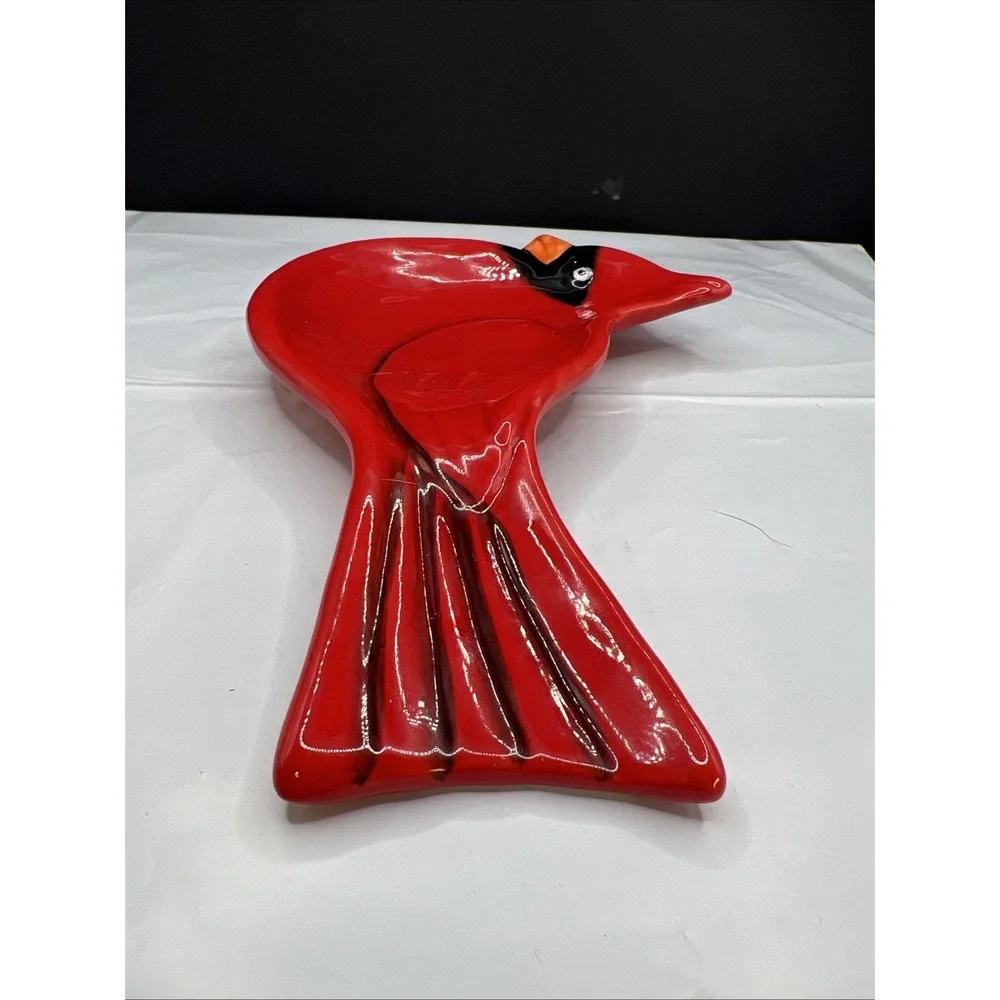 Cracker Barrel Susan Winget Retired Cardinal Spoon Rest Stoneware Red Christmas